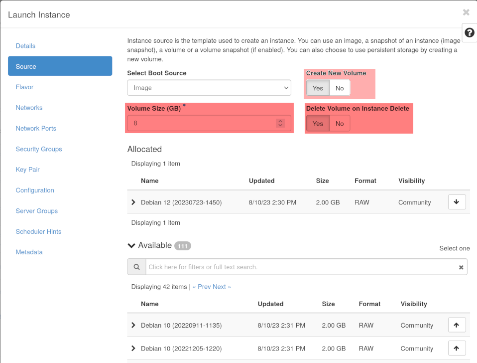 Horizon Instance Create p2